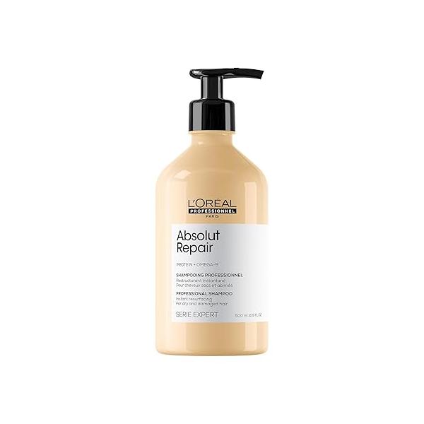 L'Oréal Professionnel Paris Absolut Repair Shampoo - Nourishing Protein For Dry, Damaged Hair, Repairs Damage and Provides Shine