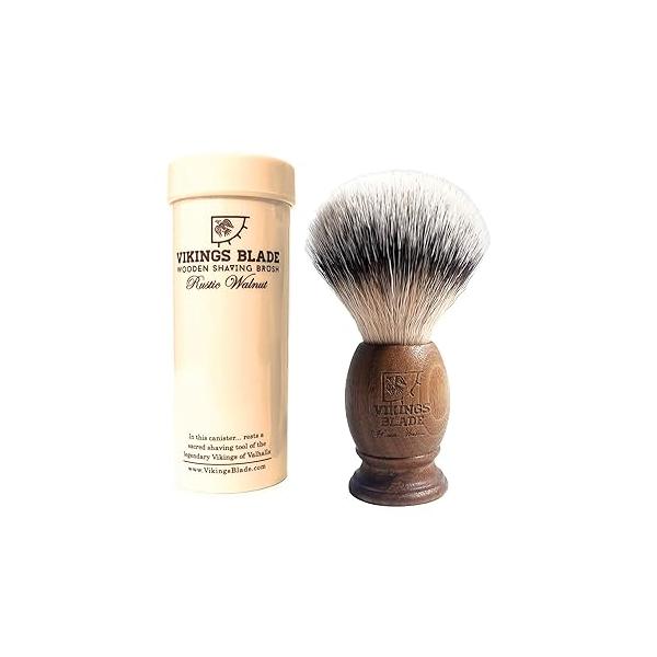 Luxury Shaving Brush for Men by VIKINGS BLADE, Ultra Heavy Acrylic & 316L Steel Handle, Super Strong Knot Backbone, Minimal Shedding, Fast Lather, Extremely Smooth Plush on Skin (Dark Stallion)