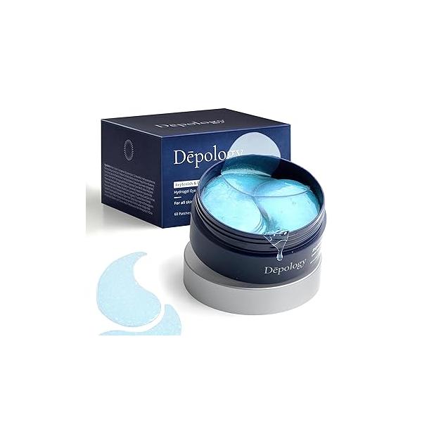 depology Restoring Hydrogel Under Eye Patch | 60 Patches Brightening Caffeine Gold Pads for Dark Circles Puffiness Wrinkles Refresh Travel