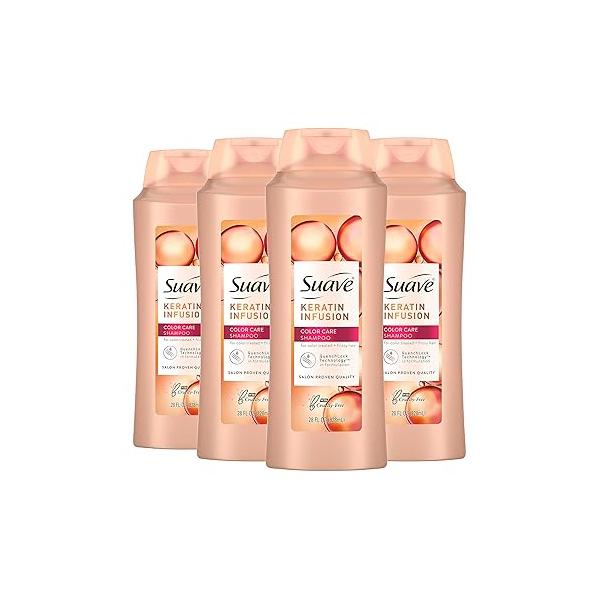 Suave Professionals Color Care Shampoo for Treated Hair Keratin Infusion Protecting Shampoo, 28 Ounce (Pack of 4)
