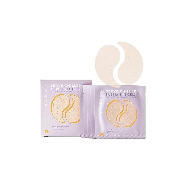 Patchology Serve Chilled Bubbly Eye Gels with Niacinamide, Hydrating Under Patches Niacinamide and Vitamin C, Gel Pads Technology, Facial Skin Care Products - 5 Pairs