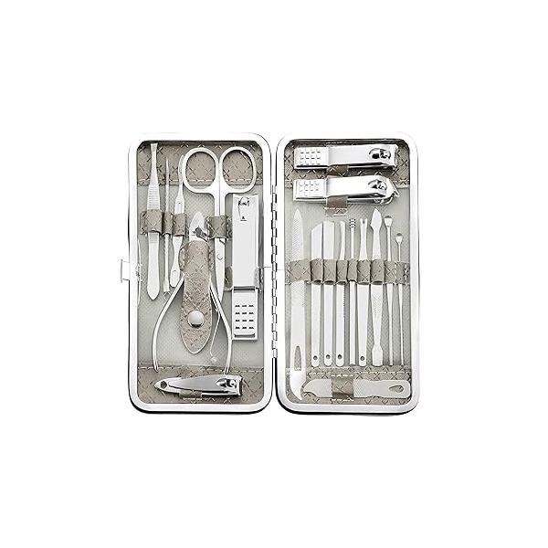 Manicure Set - 19 in 1 Professional Nail Clippers Pedicure Kit, Tool Stainless Steel Facial Grooming Gift Idea for Women, Men, Girls, Teens, Blue