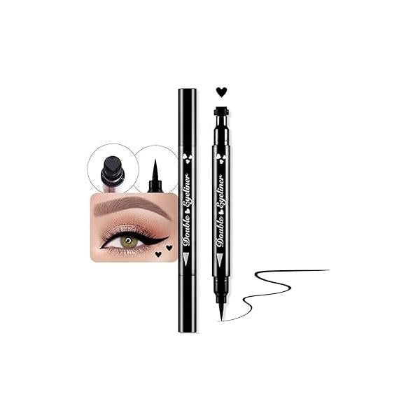 evpct 7Pcs Colored liquid Eye Liners Face Stamp Cosplay Gothic Makeup Set Kit for Beginners, Black Brown Purple Blue Red Pink Green Star Flowers Heart Moon Triangle Lightning Butterfly Stamps Eyeliner