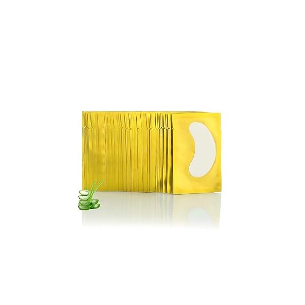 100 Pairs Set Under Eye Pads, Comfy and Cool Patches Gel Pad for Eyelash Extensions Mask Beauty Tool (Gold)