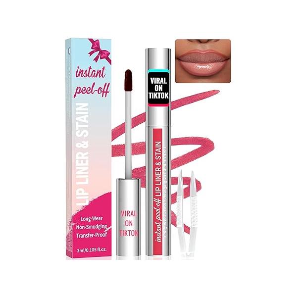 iMethod Lip Stain - Liner Stain, Peel Off with Tweezer, Natural Long Lasting Off, Waterproof, Easy to Use, Stay On All Day, Coffee