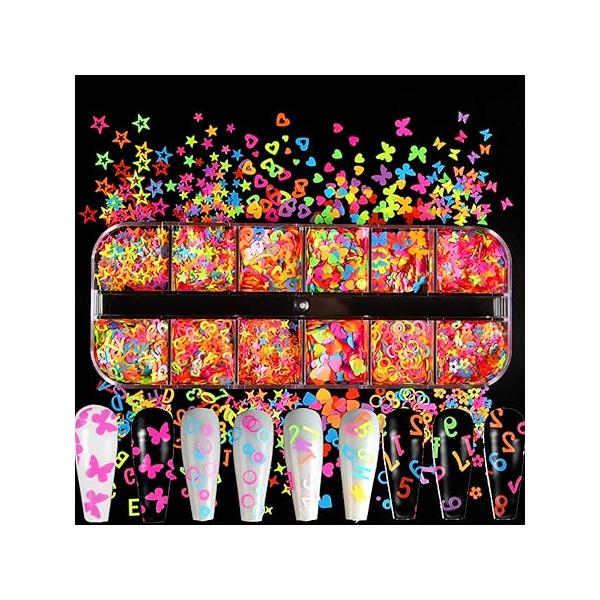 Heart Nail Sequins Valentine's Day Manicure Decoration Mix Colors Love Glitter Red Lips Art Flakes Powder Kit for Acrylic Festival Nails Decorations DIY Sparkly False Crafts