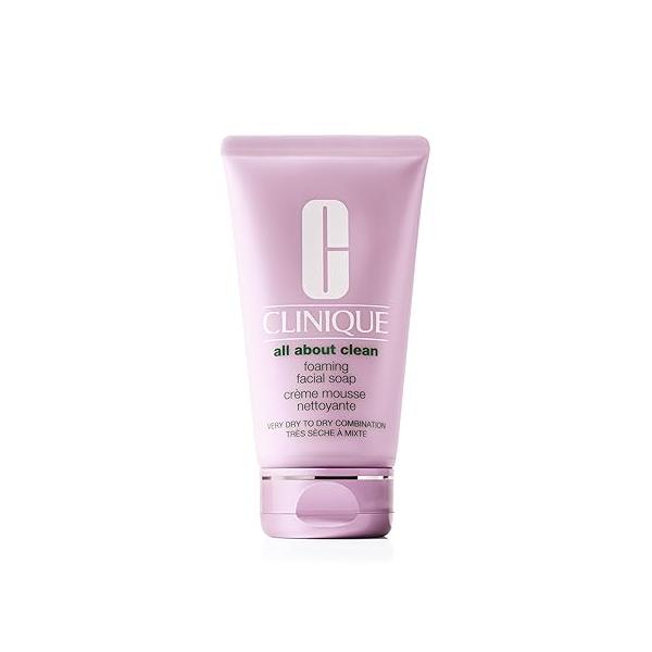 Clinique All About Clean Foaming Face Soap With Hyaluronic Acid + Glycerin For Very Dry to Combination Skin Types, 5 Fl Oz
