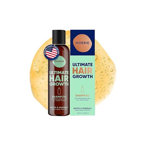 Moerie Ultimate Hair Growth Shampoo - For Longer, Thicker, Fuller - Vegan Friendly Volumizing Products Paraben & Silicone Free All Types Reverse Loss 8.45 fl oz (250ml)