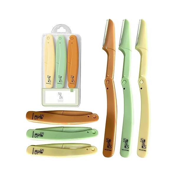 Eyebrow Razor - Premium Facial Hair Remover for Women, Smooth Dermaplaning Tool, Gentle & Safe, Stainless Steel, Compact Design Travel Daily Use (3-Pack)