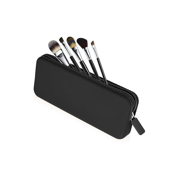 Sakolla Travel Makeup Brush Holder, Silicone Bag with Zipper Closure, Brushes Organizer Case Washable Pouch Holder for Daily, Work, Essentials (Pink)