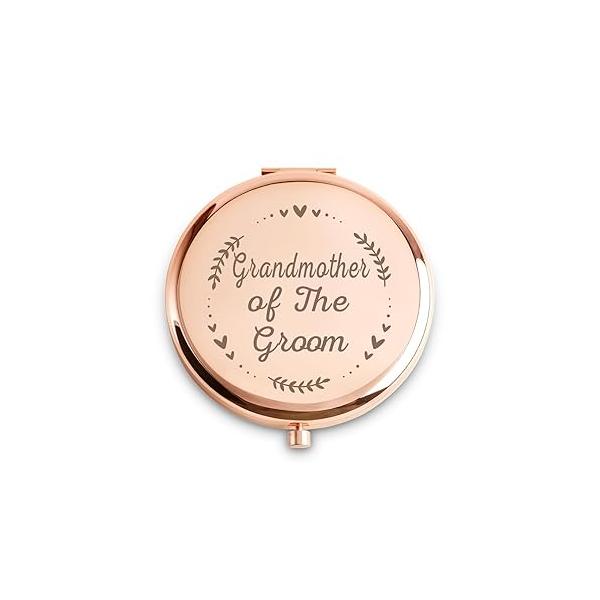 Aunt of The Groom Gifts, Personalized Engraved Compact Mirror, Best Presents for Bridal Shower, Wedding, Bachelorette Party