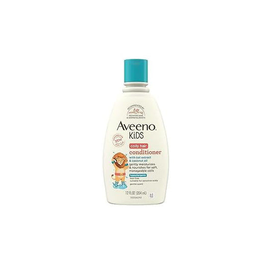 Aveeno Kids Curly Hair Conditioner, Hydrating Products, Oat Extract & Shea Butter, Gentle Scent, 12 fl. oz (Pack of 1)
