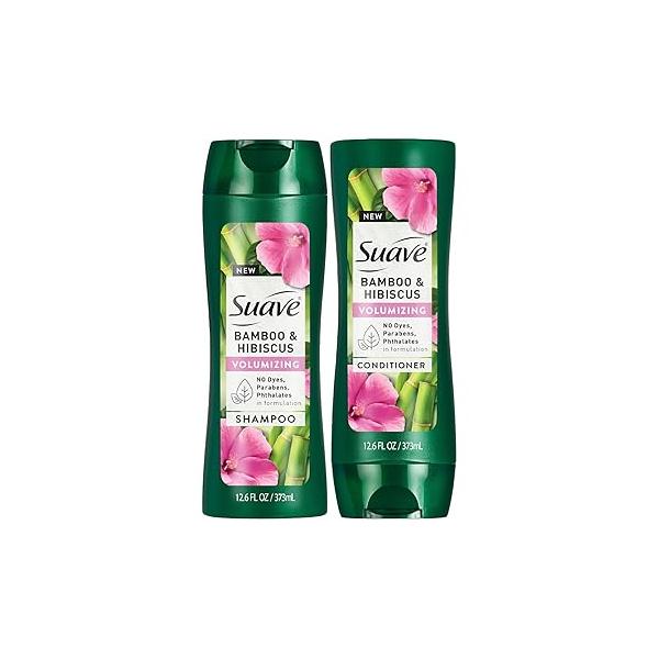 Suave Shampoo and Conditioner Set, Bamboo & Hibiscus - Volumizing Hair Products for Flat, Fine Hair, 12.6 Oz Ea