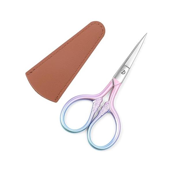 Personal Care Professional Beauty Tools (pink) Small scissors Facial hair removal and ear, nose eyebrow, beard trimming Stainless steel fine straight head