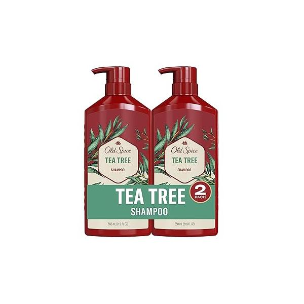 Old Spice Tea Tree Shampoo for Men, Healthier, Fuller, More Moisturized Looking Hair, 21.9 Fl Oz Each, Twin Pack