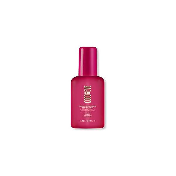 Coco & Eve Tan Boosting Anti-Aging Body Oil SPF45 - Tanning Accelerator Pump, UVA UVB Sun Protection | Moisturizing Outdoor Bronzing Enhancer with Natural Ingredients, Antioxidants (5.07 Fl Oz)