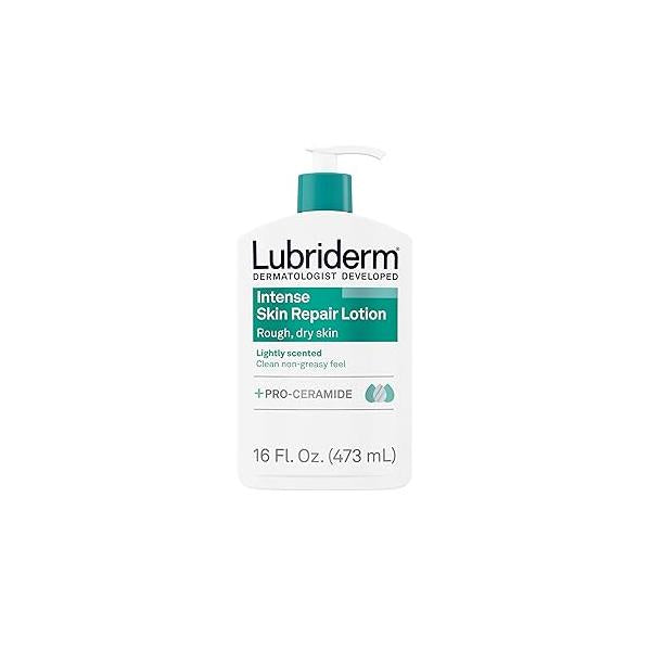 Lubriderm In-tense Skin Repair Moisturizing Hand & Body Lotion + Pro-Ceramide, 48-Hour Hydration for Rough, Dry, Sensitive Skin, Non-Greasy, Hypoallergenic, Lightly Scented, 16 fl. oz