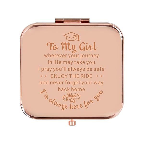 Wife Gifts from Husband, Personalized Compact Mirror, Unique Mothers Day Birthday for Wife, Romantic Anniversary Present Her Silvery