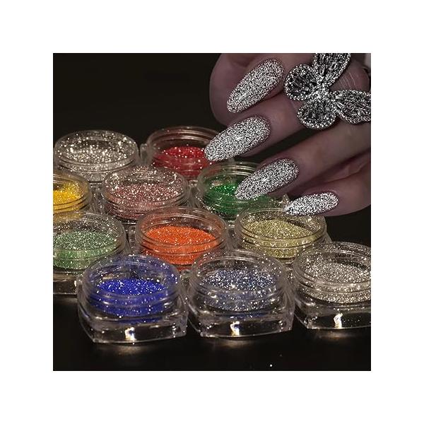 Sugar Glitter Powder for Nails - 36 Colors Iridescent Nail Art Coating Effect Dazzling Dipping Loose White Rainbow Decorations DIY Dust Manicure 3Boxes
