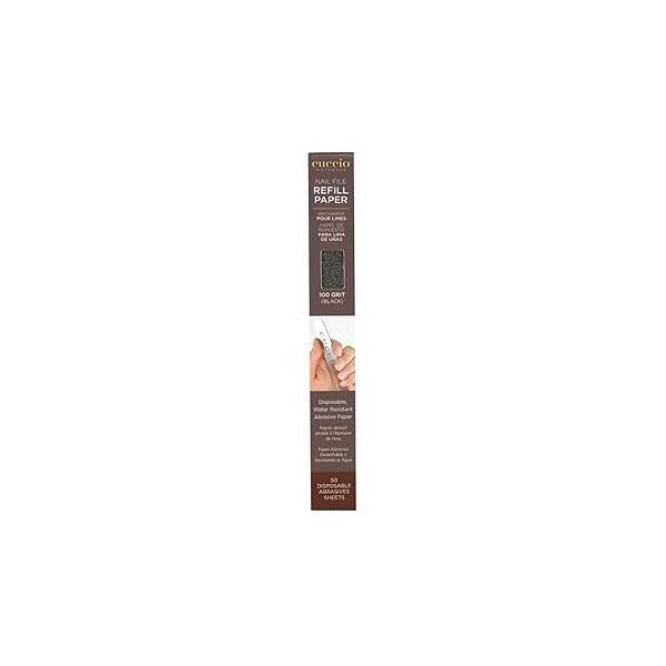 Cuccio 100 Grit Stainless Steel Nail File Refill, Black, 50 Count