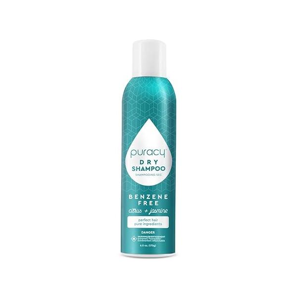 Puracy Natural Dry Shampoo For Women - Plant-Powered Cleansing Volumizing Revitalizing As Seen on TikTok, Benzene-Free, Non-Toxic, Oil Absorbing for All Hair Types (Citrus & Jasmine, 6 oz)