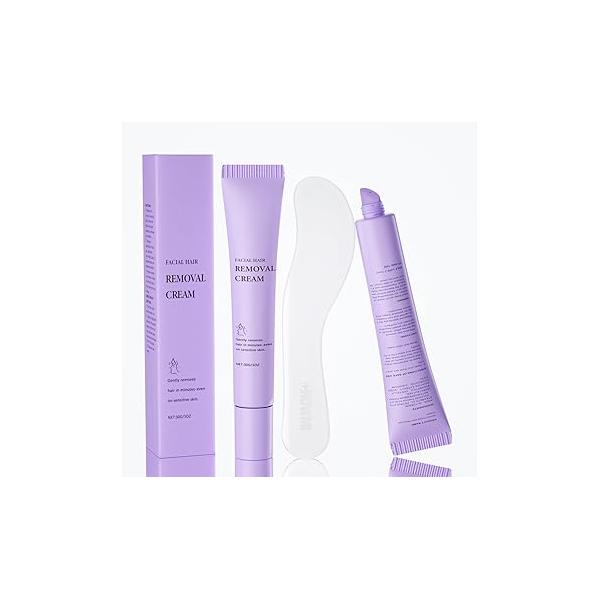 Facial Hair Removal Cream with Spatula Applicator, For Sensitive Skin, Gentle Formula, Safe for Sensit
