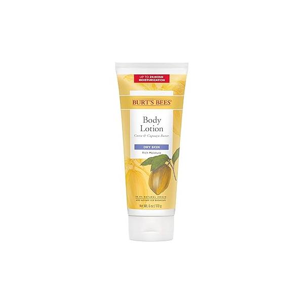 Burt’s Bees Butter Body Lotion for Dry Skin with Cocoa & Cupuaçu, 6 Oz,Pack of 3 (Package May Vary)