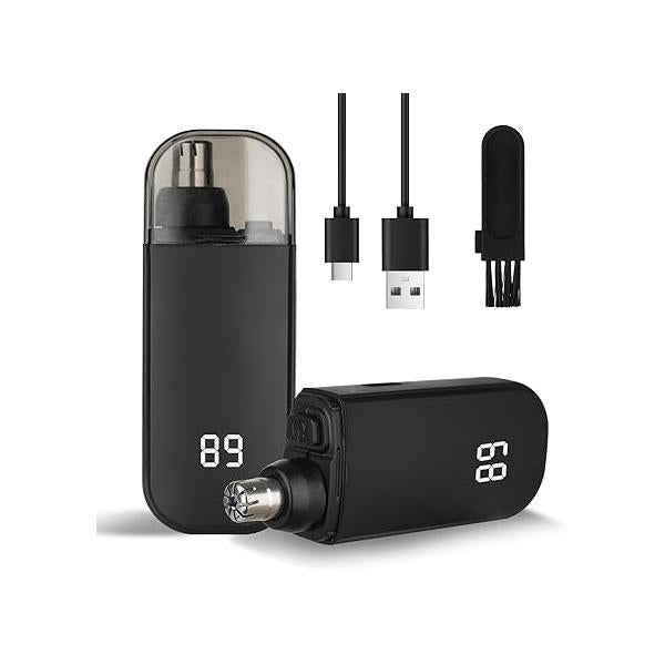 Portable Nose and Ear Trimmer Clipper for Men Women,2025 Professional LED Dsiplay Hair with Powerful Motor Dual-Edge Blades Smoother Cutting Mini Travel Size (Black)