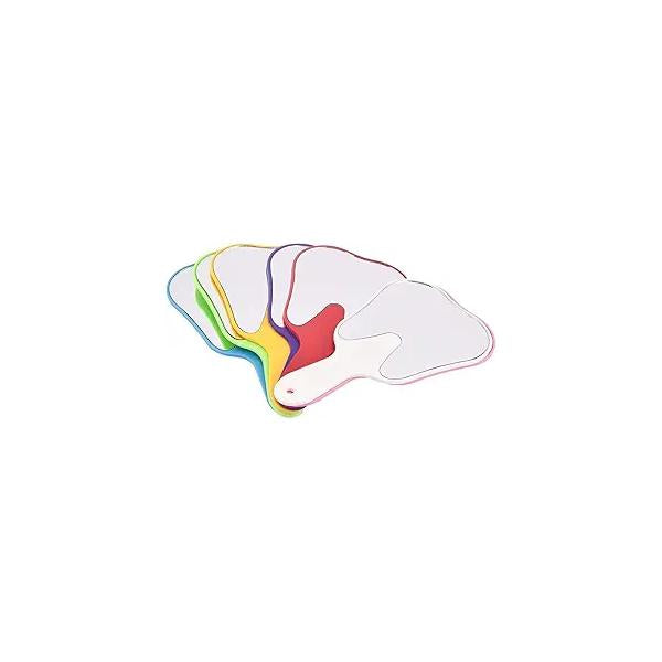 6Pcs Hand Mirrors with Handle Tooth-Shape Mirror Tool Face Held Travel Small Plastic Makeup (Color Random)