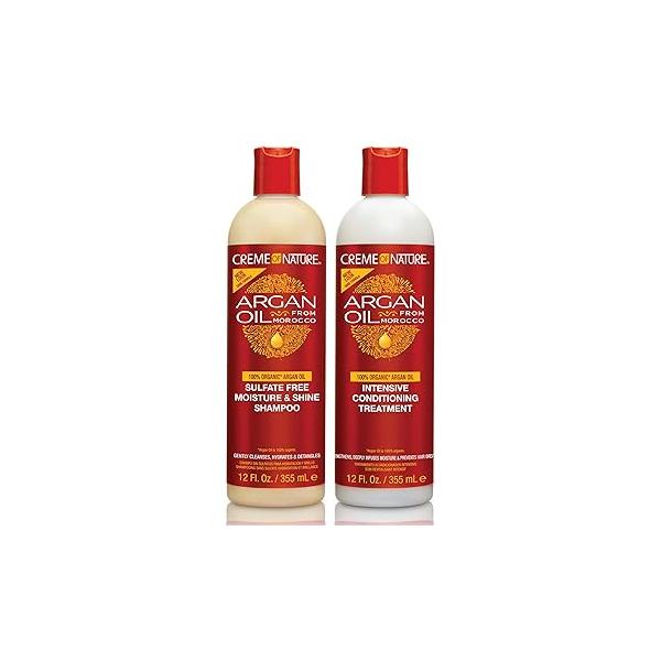 Creme of Nature Argan Oil from Morocco Sulfate-Free Moisture & Shine Shampoo Conditioner, 2 Count