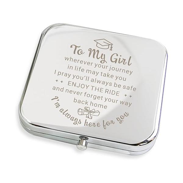 Wife Gifts from Husband, Personalized Compact Mirror, Unique Mothers Day Birthday for Wife, Romantic Anniversary Present Her Silvery