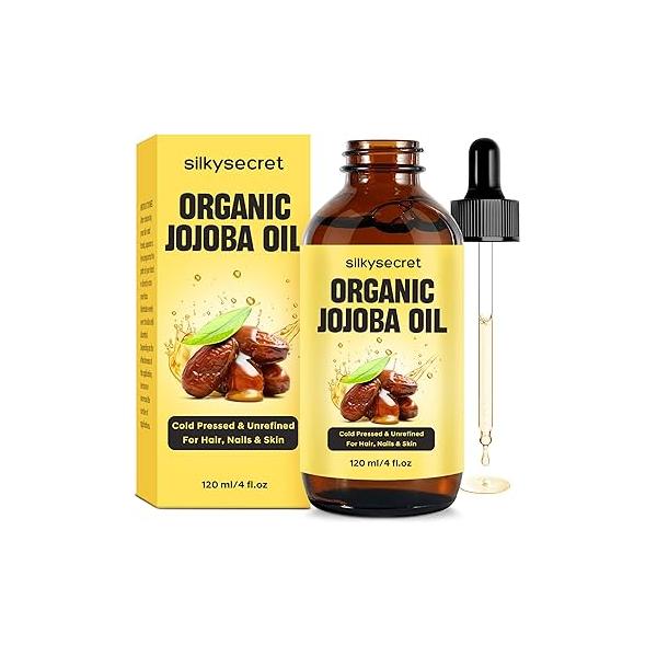 Organic Jojoba Oil, Natural Moisturizing and Conditioning Oil for Hair Growth, Massage Cold Pressed Carrier Skin, Nails