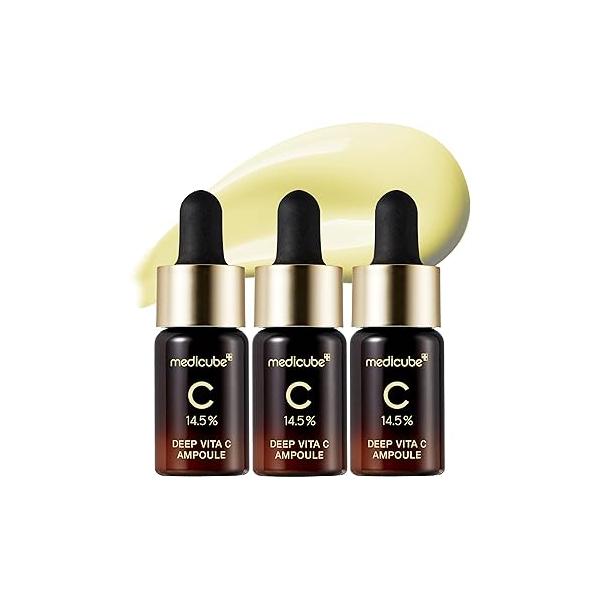 Medicube Deep Vita C Serum 2.0 || 14.5% Pure Vitamin reduce the appearance of hyperpigmentation, dark spots, and blemishes | 16 self-tests complete Korean skincare (10g * 3 bottles)