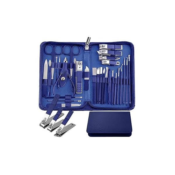 WOAMA Manicure Set Pedicure Kit - 30 in 1 Nail Professional Stainless Steel Care for Women Pink