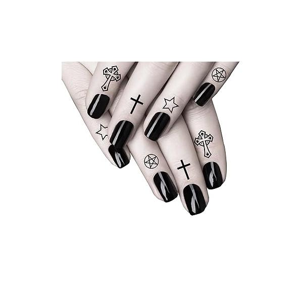 Halloween cross fingers and face temporary tattoosstars pentagon gothic vampire women men adults kids body art makeup festivals parties fancy dress