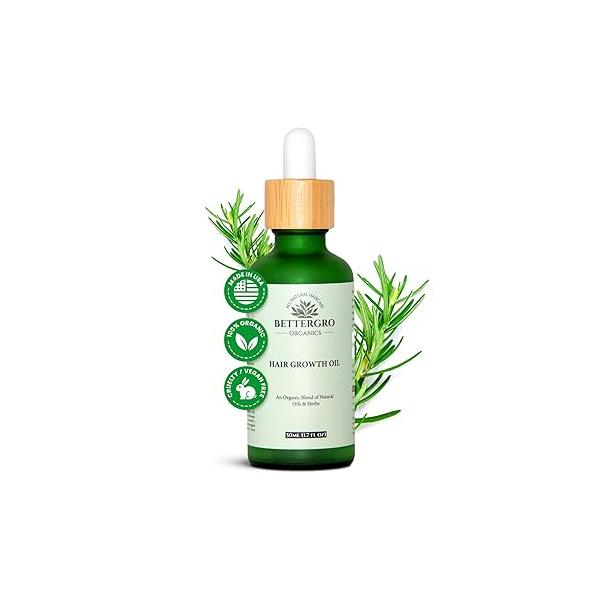 Organic Hair Growth Oil - Herbal & Natural Blend with Rosemary, Black Seed, Amla, Pumpkin Seed More Supports Growth, Strengthens Roots, Vegan Cruelty-Free (1.7 fl oz)