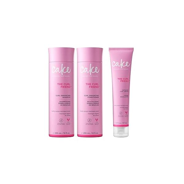 Cake Beauty Curl Friend Defining Shampoo, Conditioner & Cream Set - Avocado Argan Oil Curly Hair Products Anti-Frizz, Cruelty Free Vegan Gift