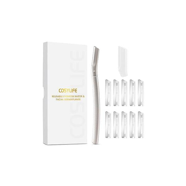 Eyebrow Razor Dermaplaning Tool with 10 Blade Refills Exfoliating Face Razors for Women Facial Peach Fuzz and Hair Removal