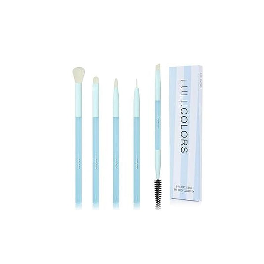 5-Piece Eye Makeup Brush Set - Pink Wooden Handles Soft, Dense Synthetic Bristles Includes Blending, Mini Concealer, Detail, Eyeliner, and Dual-Ended Eyebrow -Eye Kit