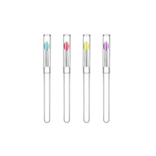 4 Pcs Silicone Lip Brush Lipstick Applicator Wands Plastic Scrub Reusable Balm with Cap Makeup for Lipstick, Eyeshadow, Gloss,