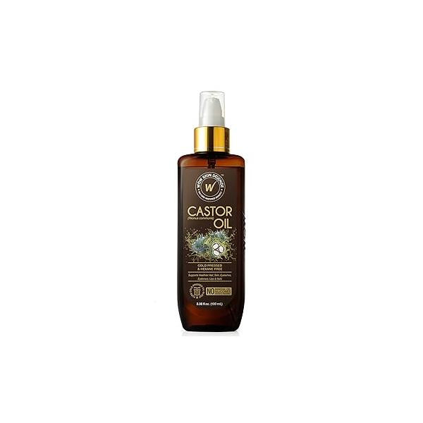 Wow Skin Science Castor Oil 3.38 oz, Cold Pressed For Hair, Nails, Eyebrow, and Eyelash Growth Women Men