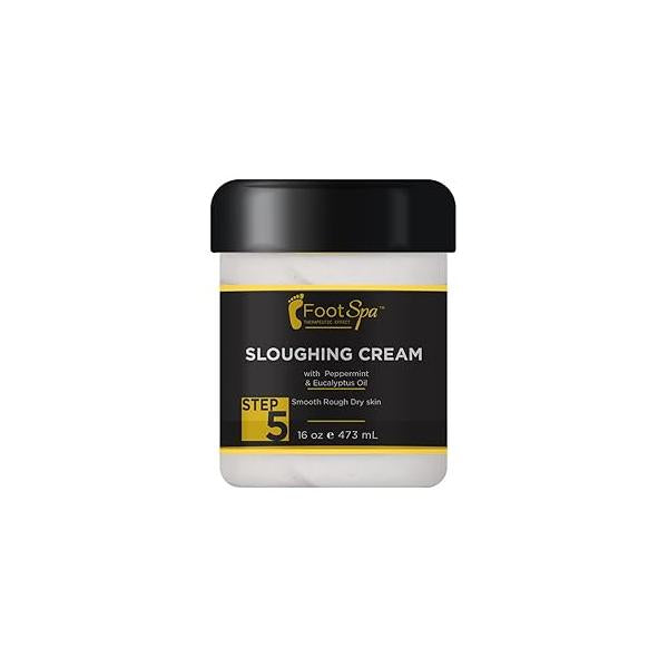FOOT SPA - Foot Cream, Sloughing Lotion, Peppermint and Eucalyptus Oil, 16 Oz for Dry Cracked Feet, Scrub Gently, Exfoliating, Smooths Eliminates Buildup of Dead Skin