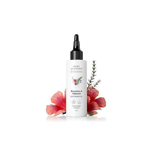 Bare Anatomy Nature x Science Rosemary Hibiscus Hair Growth Oil for Women & Men | Helps Strengthens Nourishes Scalp Controls Fall Suitable All Types-100ml