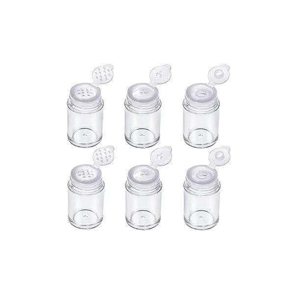 RAYNAG 6 Pieces Mini Empty Loose Powder Bottle Travel Cosmetic Glitter Eye Shadow Shaker with Sifter and Lids (3 Style)