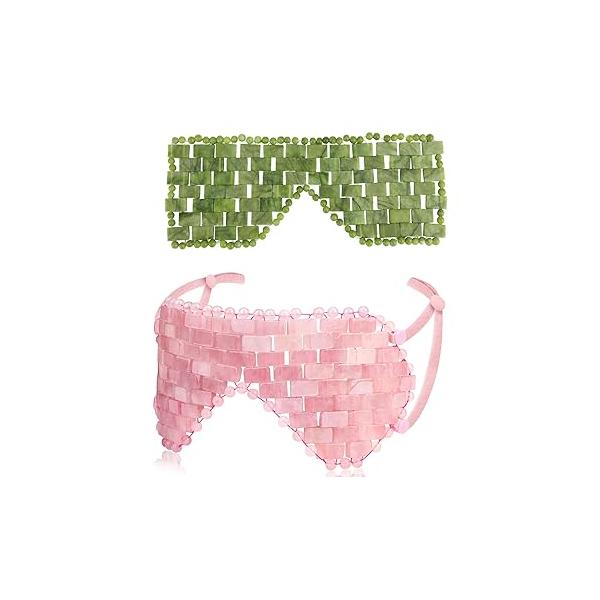 gemshan Rose Quartz Eye Mask & Jade Facial Maks for Relive Eliminate Puffiness