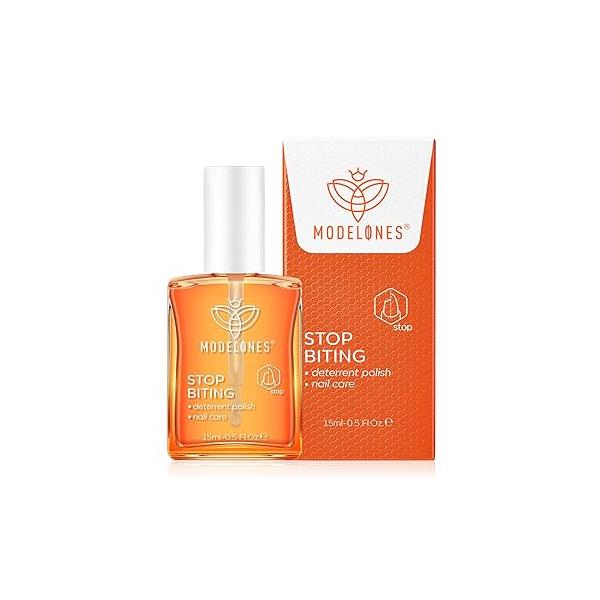 modelones Nail Biting Treatment, No Bite Polish, Thumb Sucking Deterrent, Promotes Fast Growth, Stop Biting, Easy Application, Quick-Drying Bitter Polish 0.5 Fl Oz