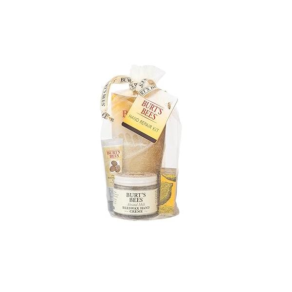 Burt's Bees Gifts Ideas - Hand Repair Set, 3 Creams plus Gloves Almond Milk, Lemon Butter Cuticle Cream, Shea