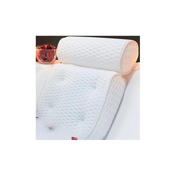 AEROiVi Luxury Bath Pillows for Tub，Bath Pillow Bathtub Head and Neck Support Cushion Made from Soft Spacer Mesh Material with Suction Cups