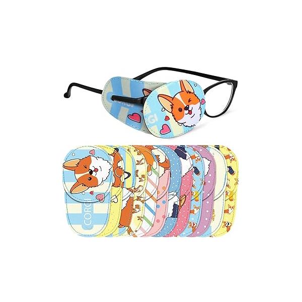 Newcotte 12 Pcs Eye Patch for Kids Toddler Reusable Adjustable Girls Boys Eyepatch Glasses Left or Right Patch, Assorted Patterns(Mermaid)