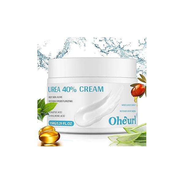 Urea Cream 40 Percent with 2% Salicylic Acid Plus Hyaluronic for Dry Cracked Feet Maximum Strength Advanced Intensive Callus Rough Skin - Heel 5.29 fl.oz